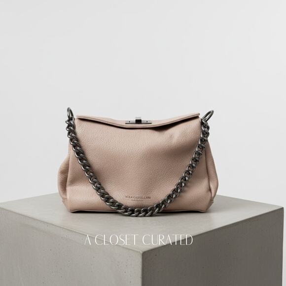 Viola Castellani Italian Leather Chain Strap Purse Pink NEW - Picture 1 of 8